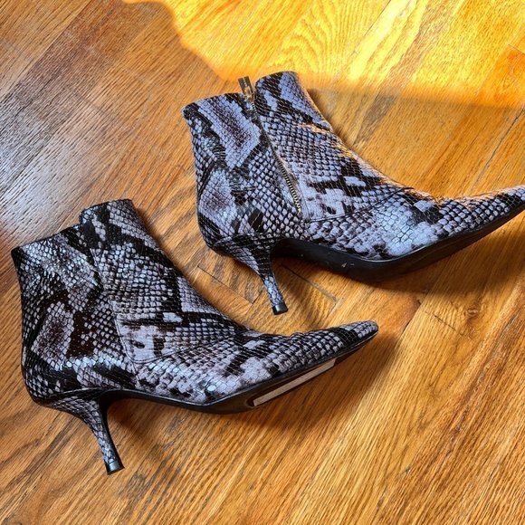 Anine Bing Ava Snake Embossed Kitten Heel Booties 37 / US 7 - Picture 4 of 12